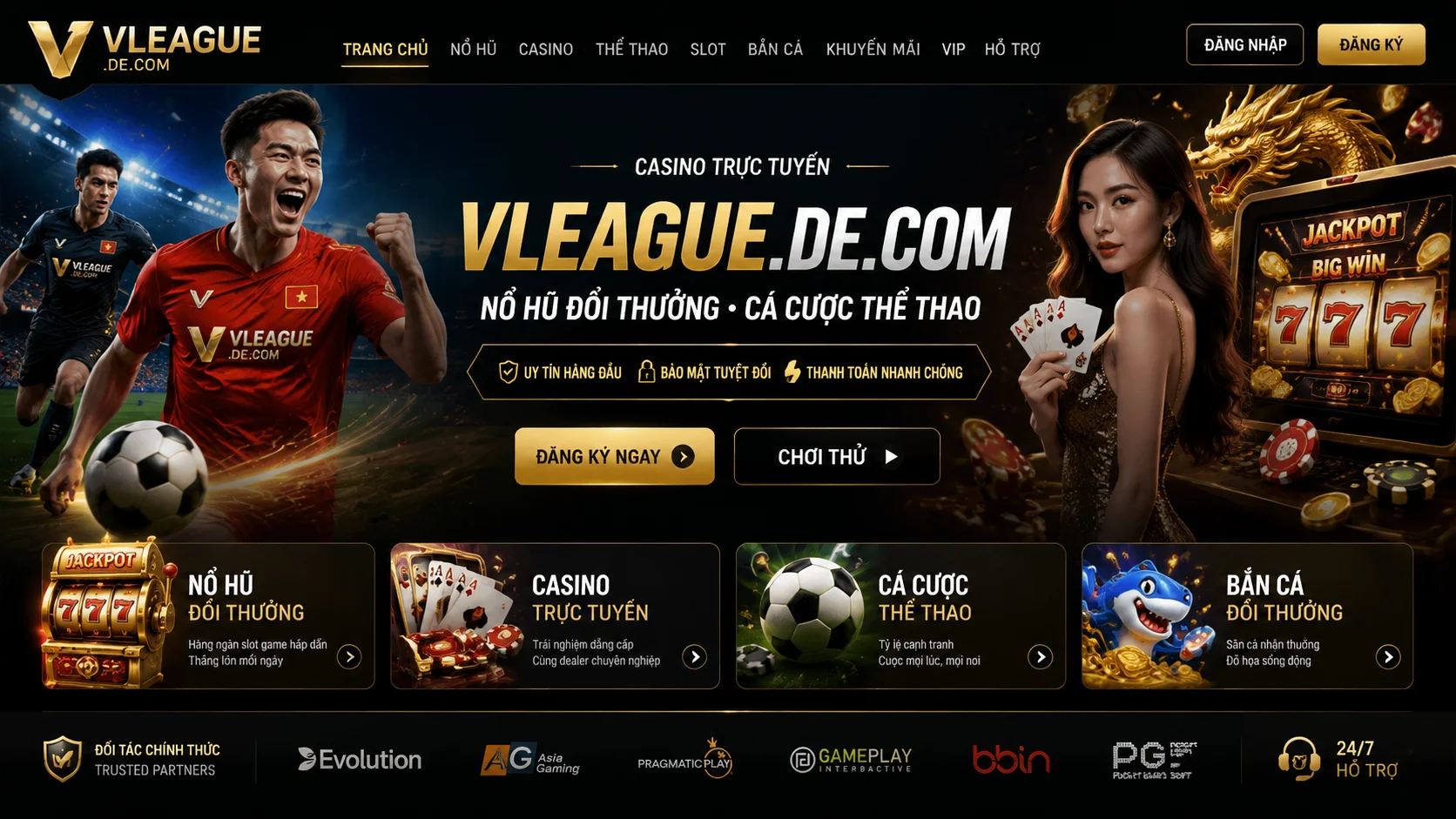 Giao diện trang chủ vleague.de.com trên điện thoại