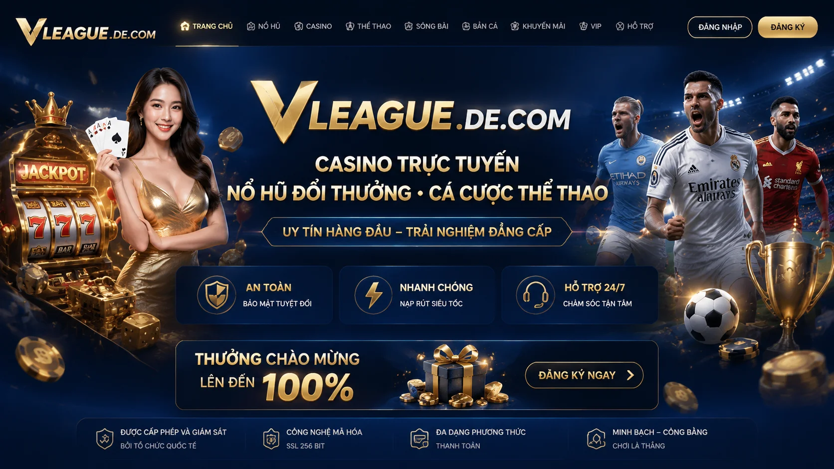 Khu thanh toán và nạp rút trên vleague.de.com